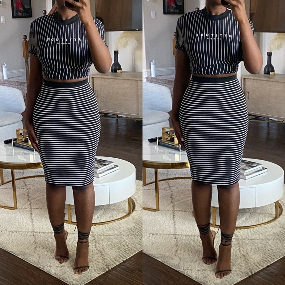 LAST CHANCE | River Island Striped Midi Skirt